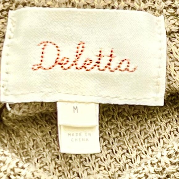 ANTHROPOLOGIE Deletta Millipa Cold Shoulder Waffle Knit Olive Swing Top - Med - Picture 11 of 13